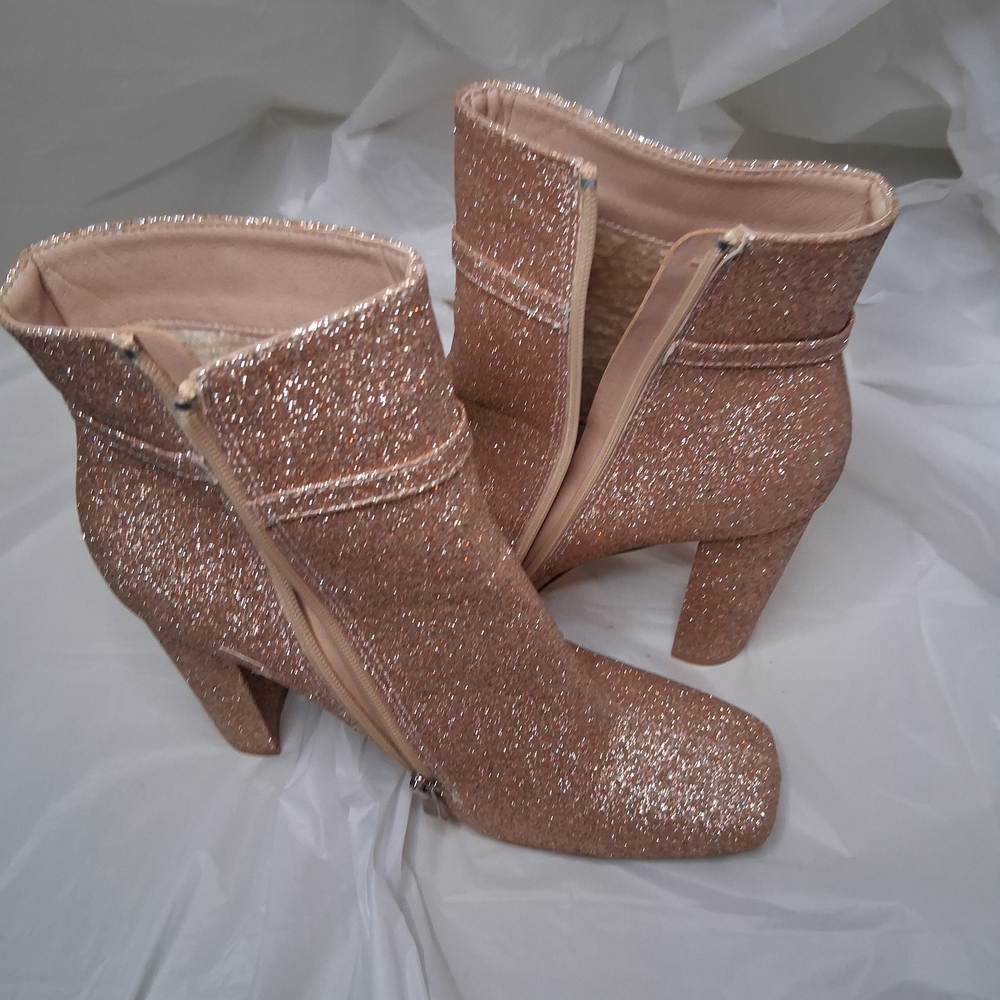 Glittering Tan Ankle Boots